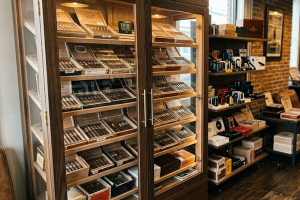 A cigar humidor in a cigar shop