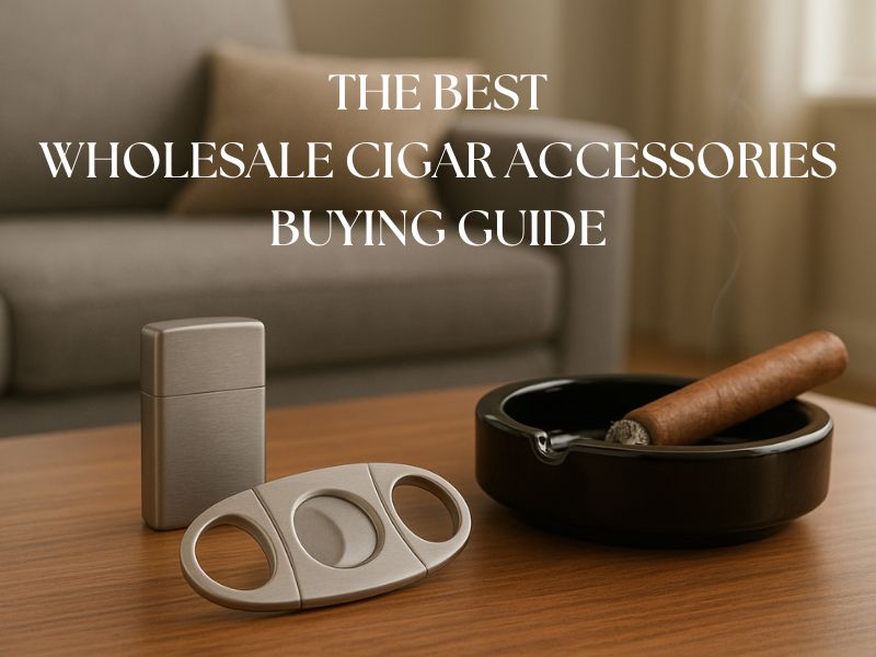 A lighter, cigar cutter, and ashtray with a cigar on it on a table in a modern living room