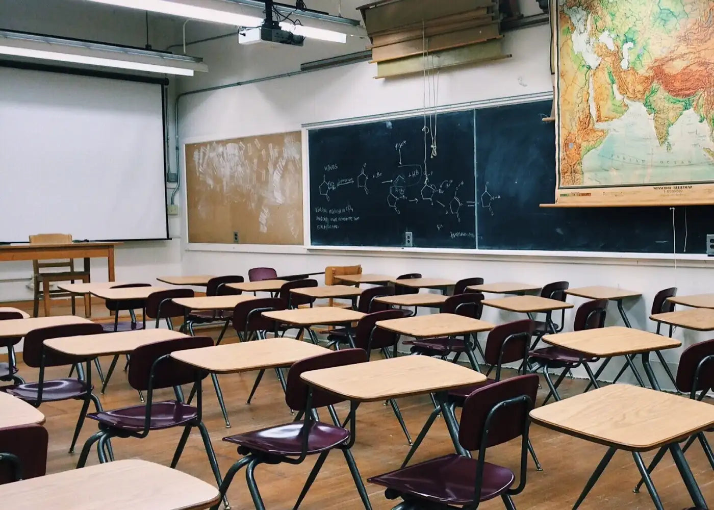 Classroom with desks