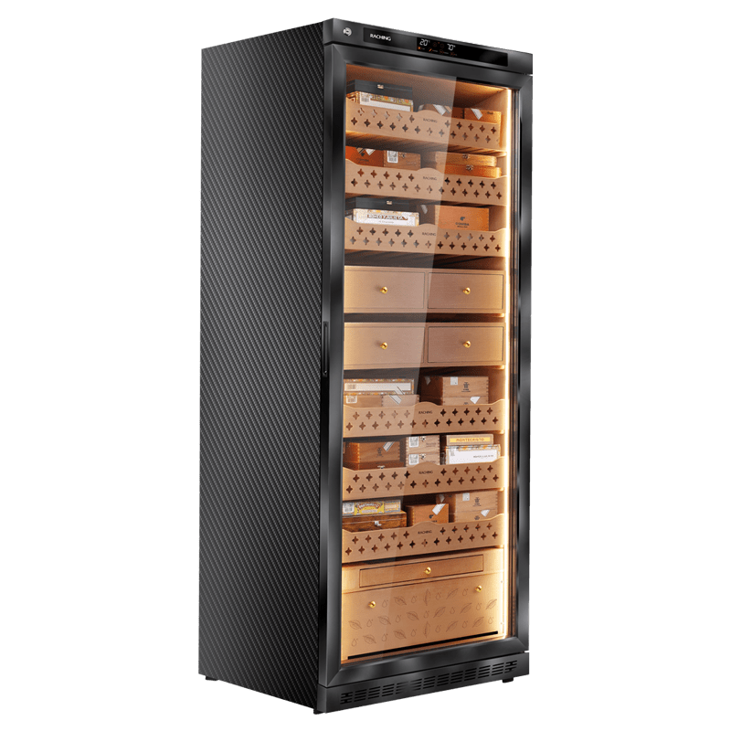 Raching Cigar cabinet humidors Carbon Fiber Black MON5800A Premium Electronic Cigar Humidor- Carbon Fiber Black