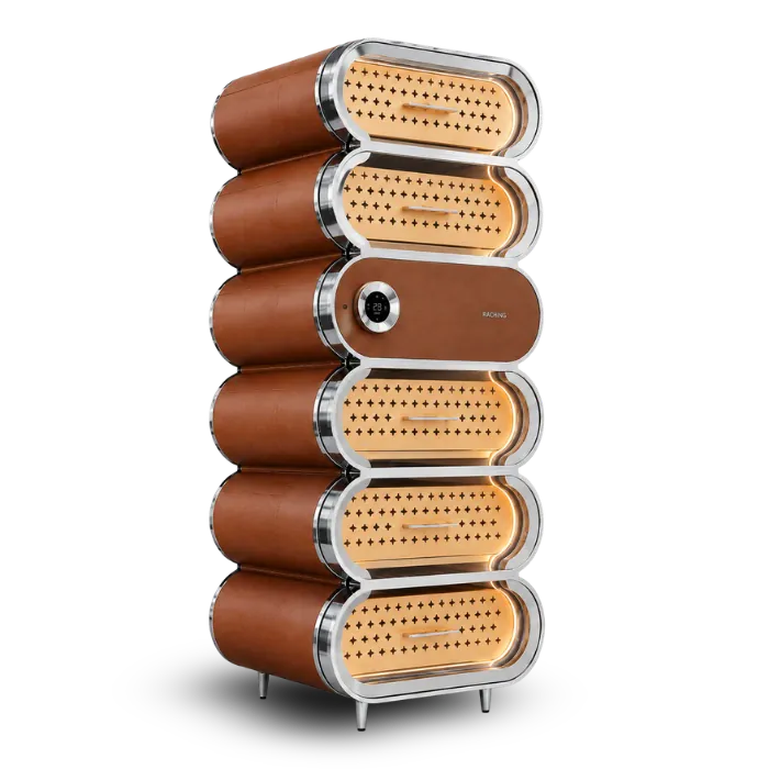 Raching Humidor Chrome-Plated / Rum Brown Raching A6 Amber Series Smart Cigar Humidor Cabinet | 2,500 Cigars
