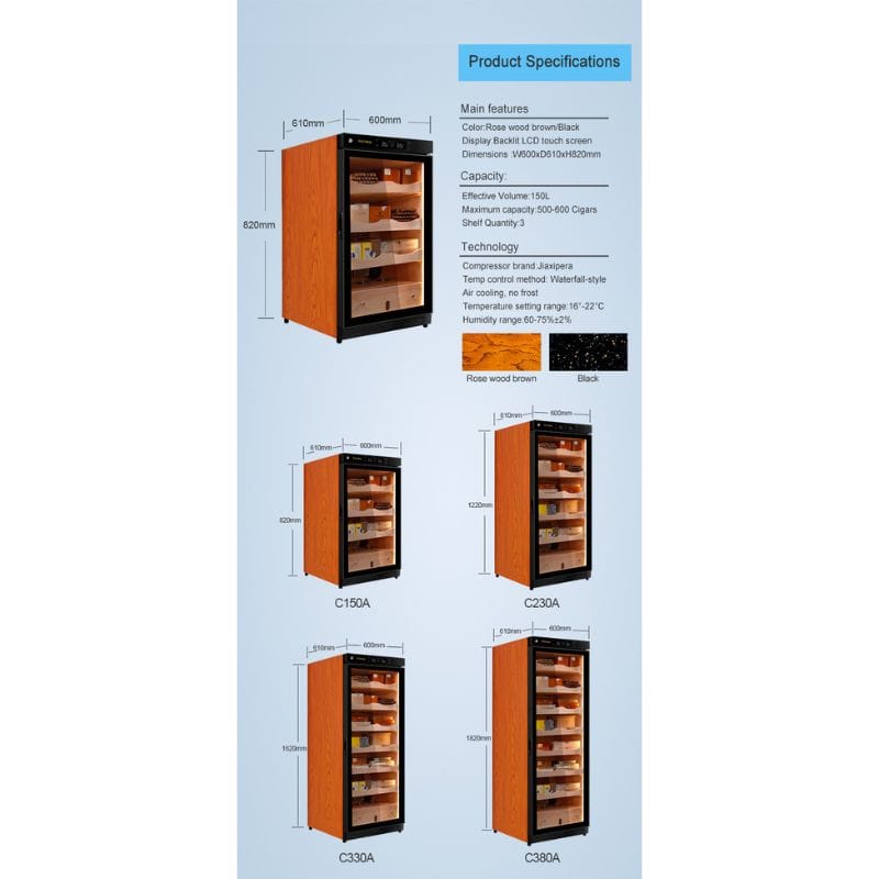 Raching HUMIDOR Raching C150A Electronic Humidor Cabinet | 600 Cigars