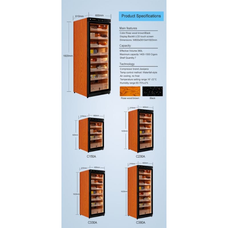 Raching HUMIDOR Raching C380A Electronic Humidor Cabinet | 1500 Cigars