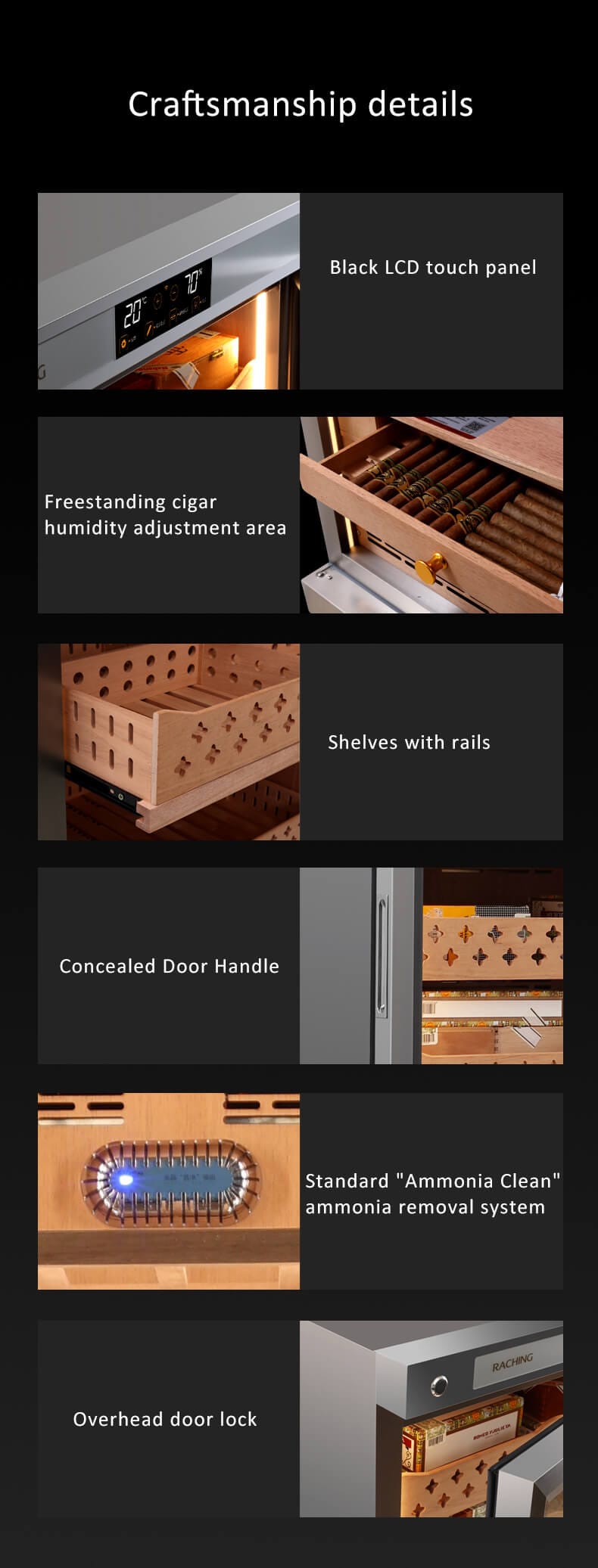 Raching Cigar cabinet humidors Raching CT48A Electric Cigar Humidor Cabinet | 3000 Cigars