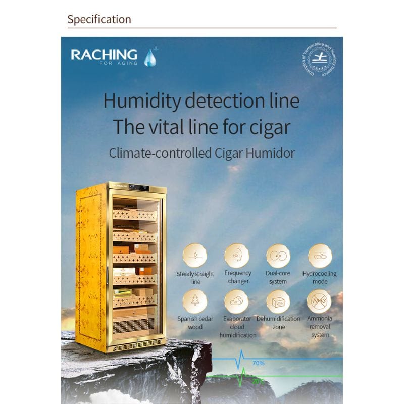 Raching HUMIDOR Raching MON1800A Precision Climate Controlled Humidor | 900 Cigars