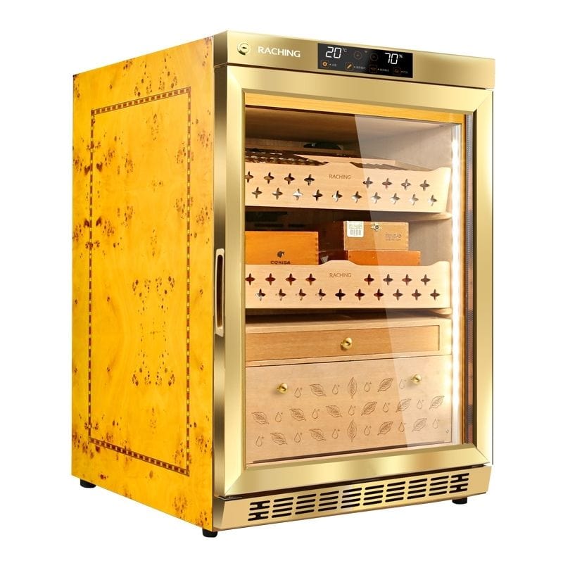 Raching HUMIDOR Golden / Ammonia Removal- No Raching MON800A Precision Climate Controlled Humidor | 600 Cigars