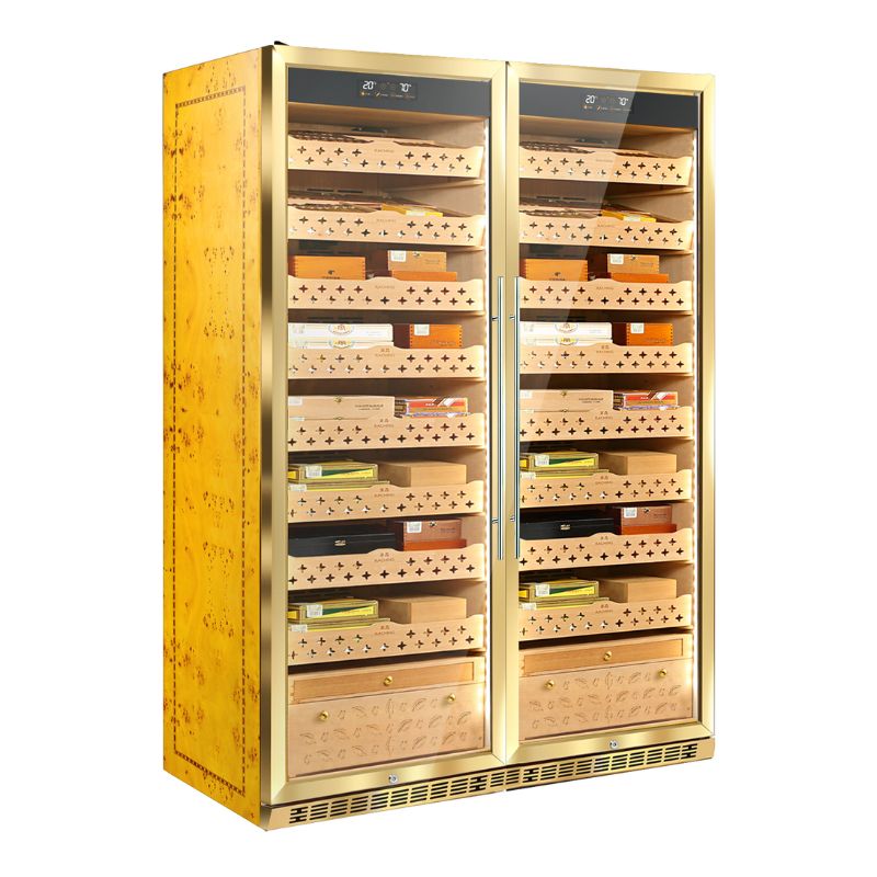 Raching Cigar cabinet humidors Burl Wood Golden SD-800 Dual Zone Cigar Humidor Cabinet | 4000 Cigars