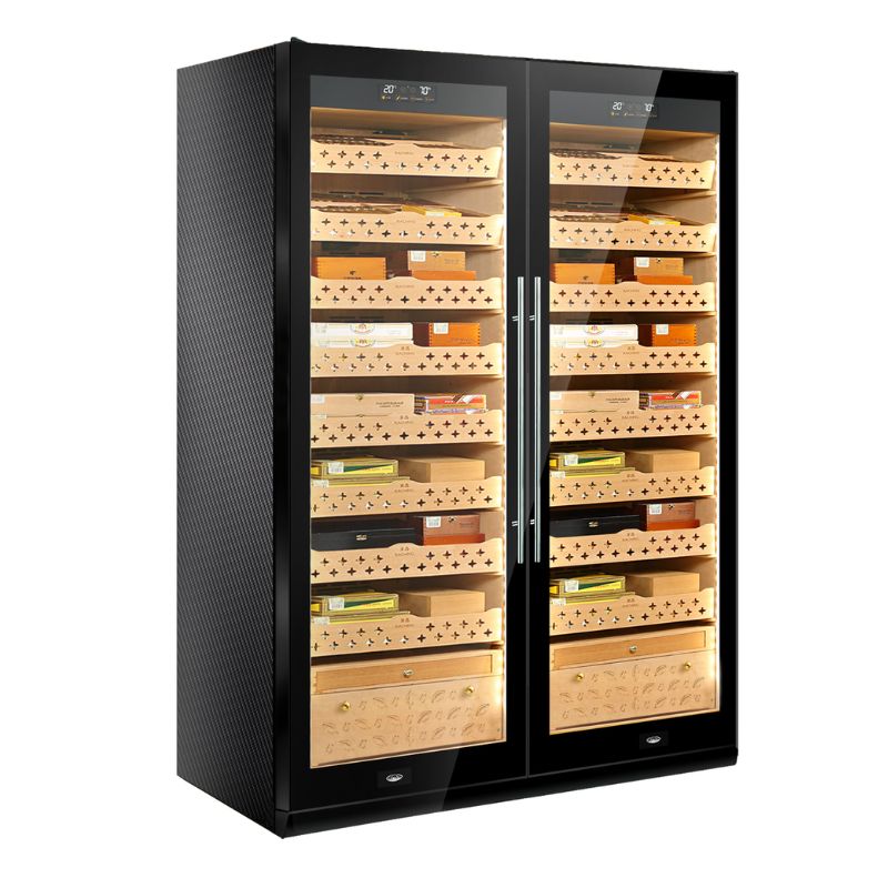 Raching Cigar cabinet humidors Carbon Fiber Black SD-800 Dual Zone Cigar Humidor Cabinet | 4000 Cigars
