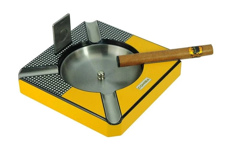 Your Elegant Bar Ashtray Yellow & Carbon Fiber Matte The Noir Ashtray