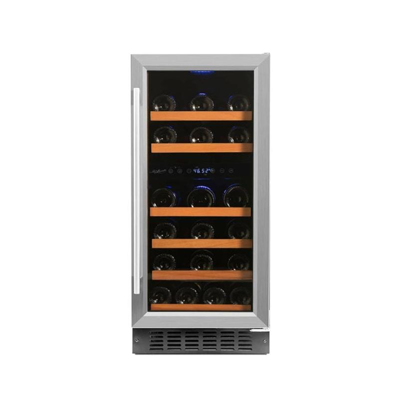 The Elegant Bar Wine Cooler 32 Bottle Dual Zone Wine Cooler, Stainless Steel Door Trim