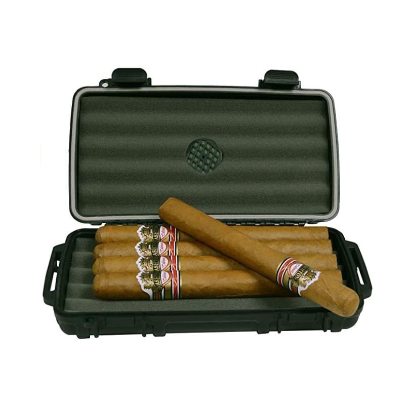 Quality Importers Travel Humidor Black Cigar Caddy with Capacity of 5 Cigars