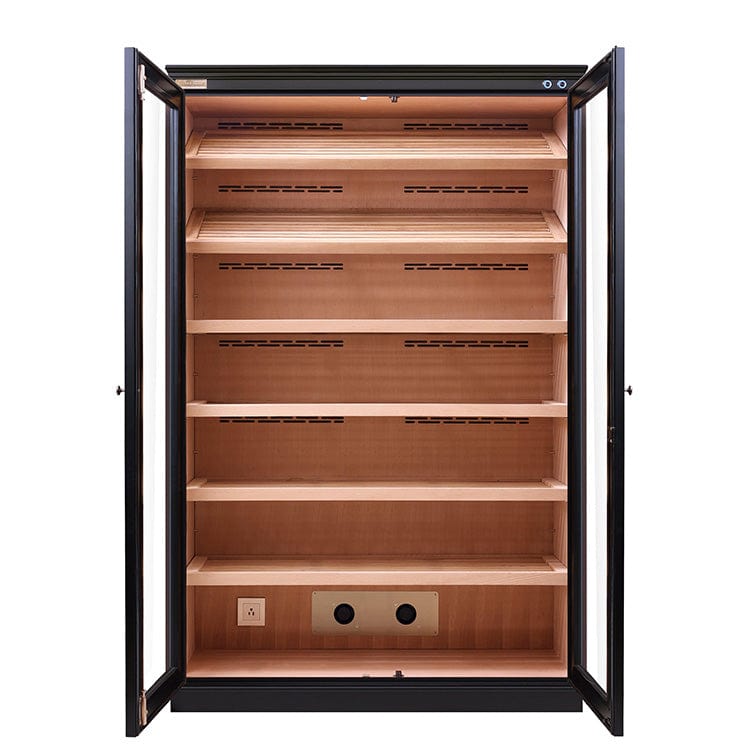 EB-1219 black cigar humidor cabinet channels in the back for better humidity circulation