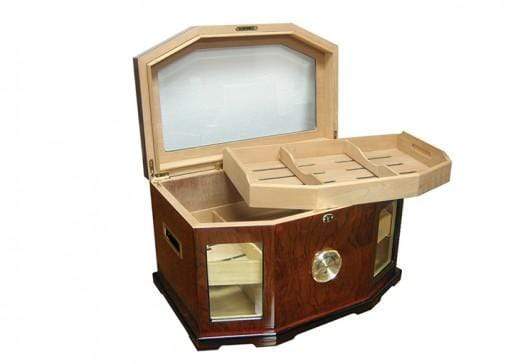 The Chancellor Mahogany High Gloss Cigar Humidor Set | 300 Cigars with high gloss mahogany