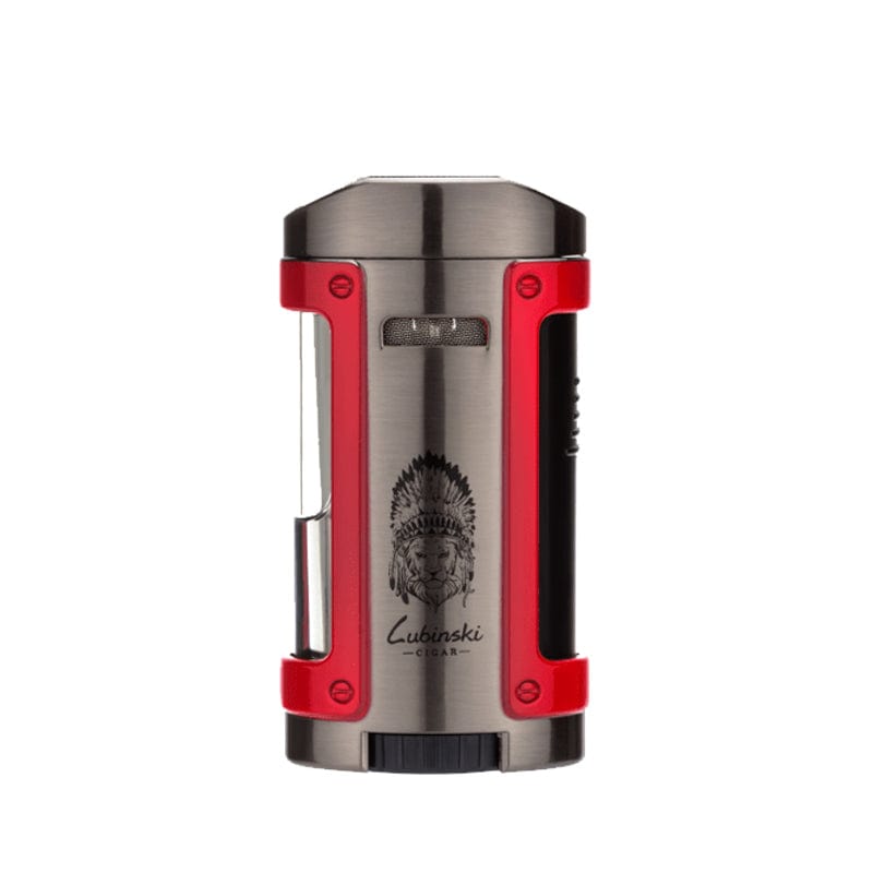 Your Elegant Bar Lighter Silver with Red The Fera 4 Flame Lighter