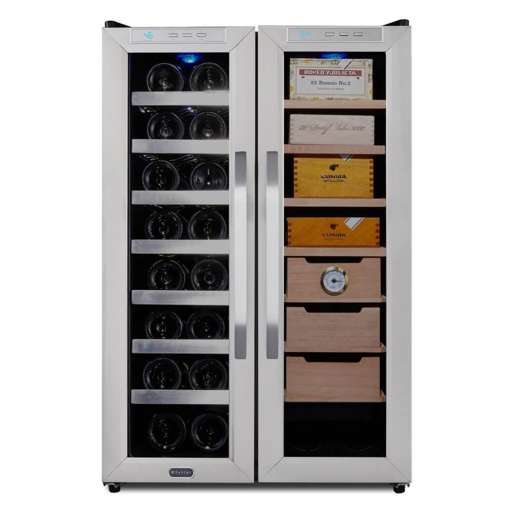 Whynter HUMIDOR Whynter Freestanding Wine Cooler and Cigar Humidor Cabinet 3.6 cu. ft. | 350 Cigars