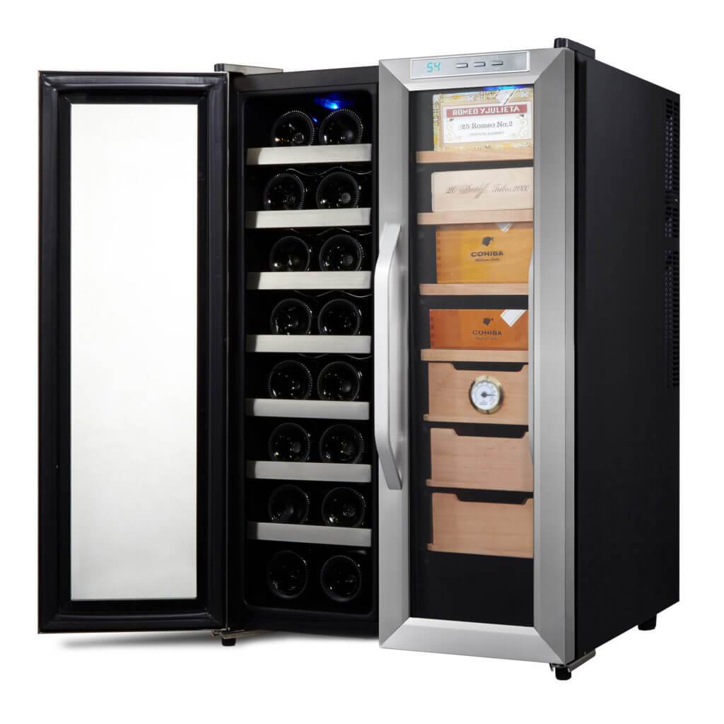Whynter HUMIDOR Whynter Freestanding Wine Cooler and Cigar Humidor Cabinet 3.6 cu. ft. | 350 Cigars