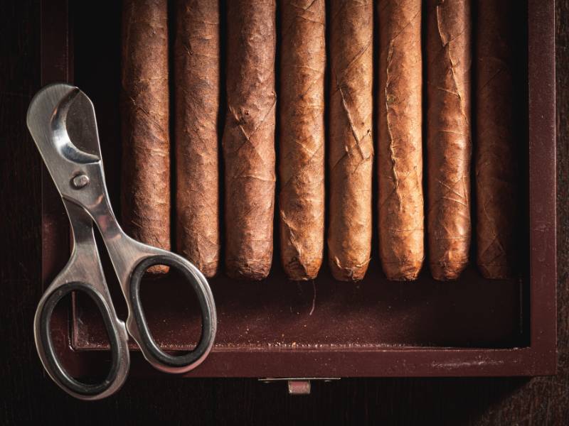 A box of cigars looking dry and brittle