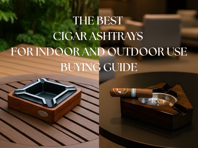 Two images of ashtrays, one indoors, one outdoors, side by side