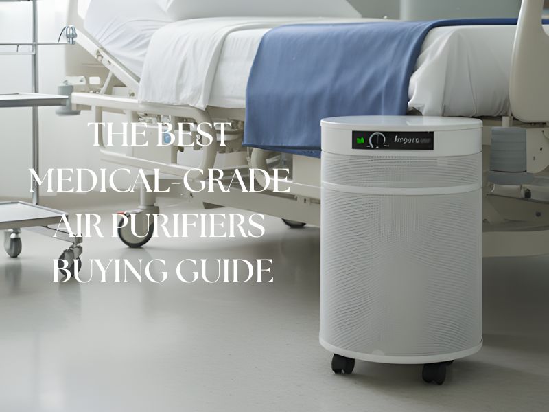 A medical grade air purifier in a hospital room