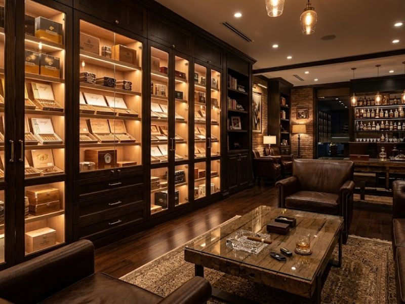 Cigar cabinets in a cigar lounge
