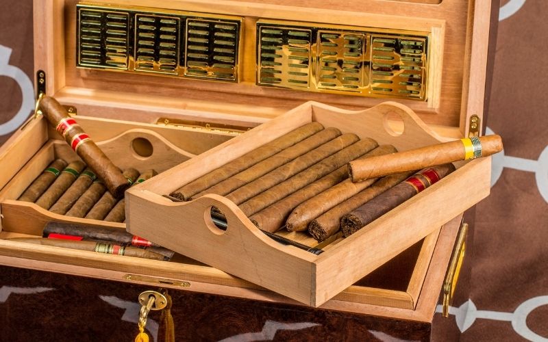 Humidor filled with cigars