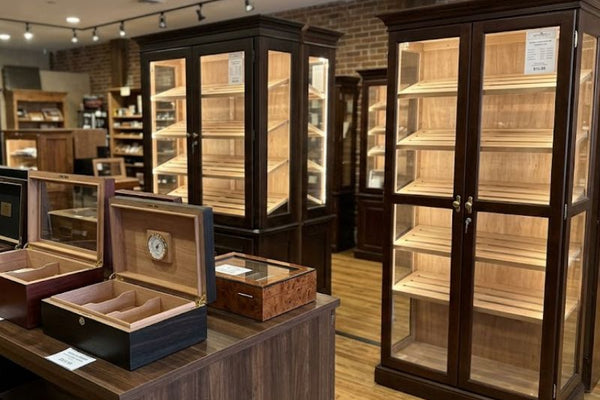 Humidors for sale in a show room