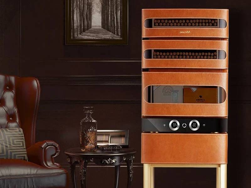 Electric humidor made with leather and high-quality components