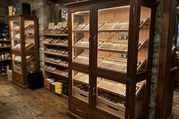 A custom cigar cabinet in a cigar shop