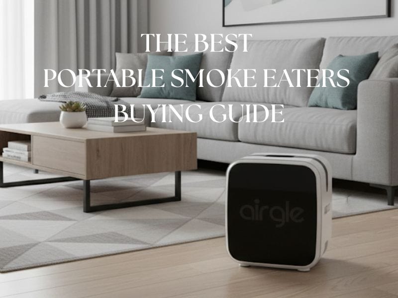 A portable smoke eater in a modern living room