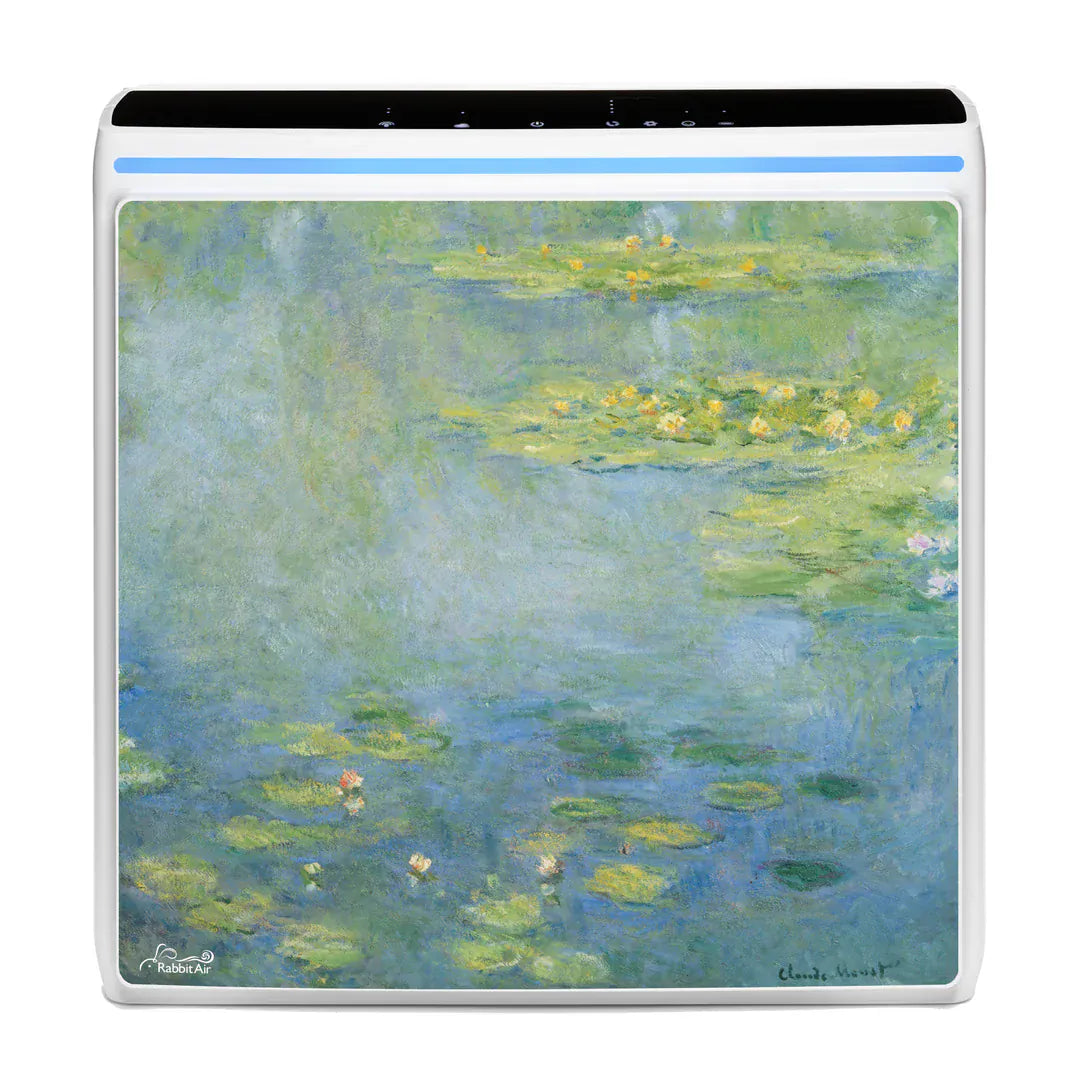 Rabbit Air Air Purifier SPA-1000N (Covers 1070 sq feet) / Water Lilies - White / Odor Remover A3 Artists Series Edition Ultra Quiet Air Purifier by Rabbit Air