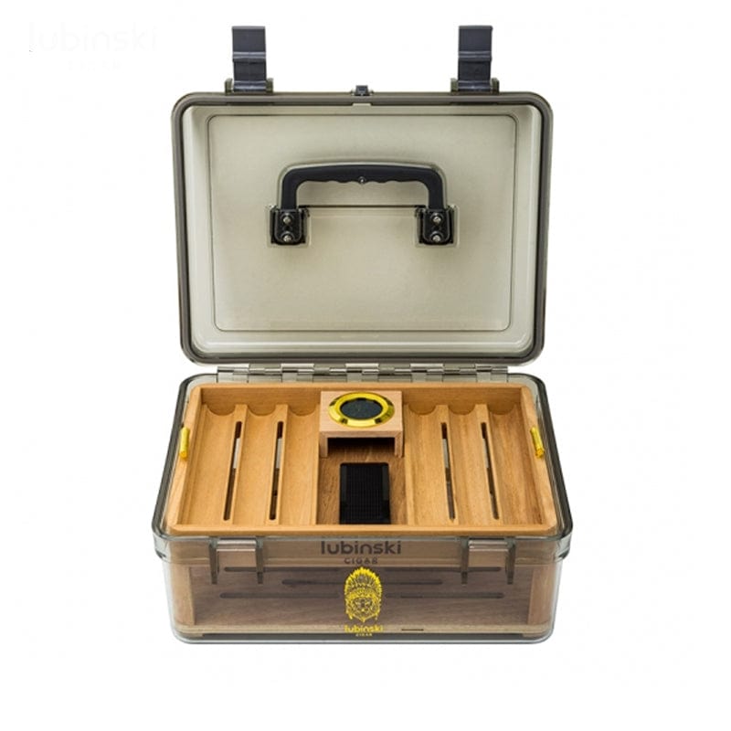 Guangzhou Yujia Smoking Trading Co.,Ltd Travel Humidor Acrylic Cedar Wood Travel Humidor With Hygrometer | 50 or 100 Cigars