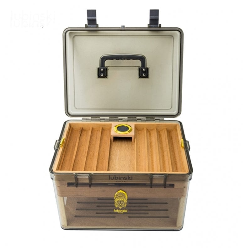 Guangzhou Yujia Smoking Trading Co.,Ltd Travel Humidor Acrylic Cedar Wood Travel Humidor With Hygrometer | 50 or 100 Cigars