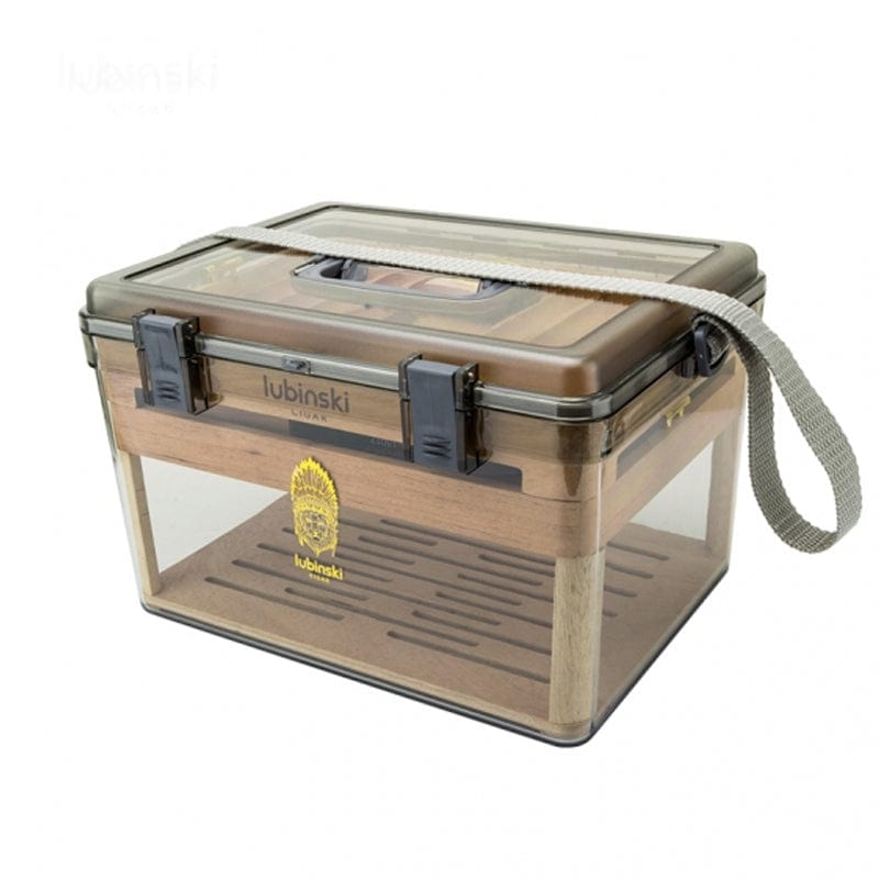 Guangzhou Yujia Smoking Trading Co.,Ltd Travel Humidor Acrylic Cedar Wood Travel Humidor With Hygrometer | 50 or 100 Cigars