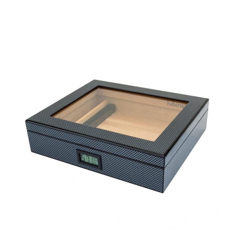 Guangzhou Yujia Smoking Trading Co.,Ltd Desktop Humidor Carbon Fiber Cigar Humidor Box With Digital Hygrometer | 25 Cigars