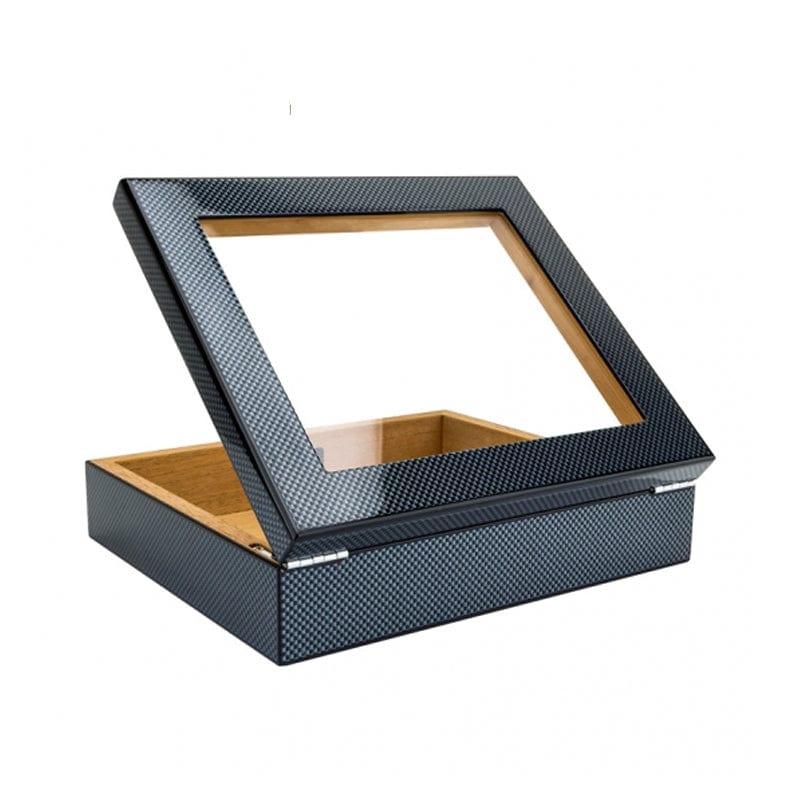 Guangzhou Yujia Smoking Trading Co.,Ltd Desktop Humidor Carbon Fiber Cigar Humidor Box With Digital Hygrometer | 25 Cigars