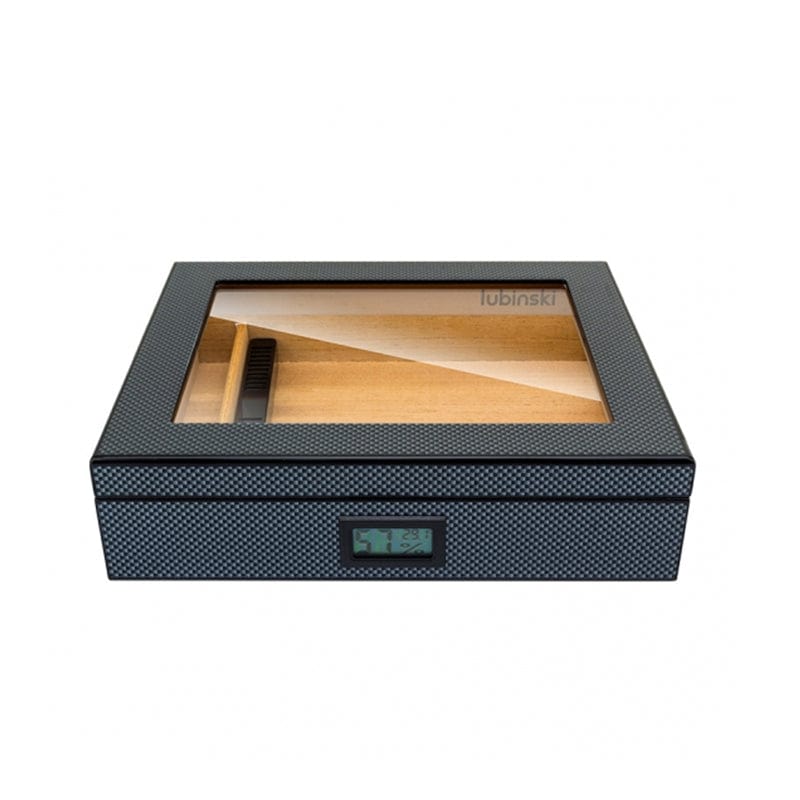 Guangzhou Yujia Smoking Trading Co.,Ltd Desktop Humidor Carbon Fiber Cigar Humidor Box With Digital Hygrometer | 25 Cigars