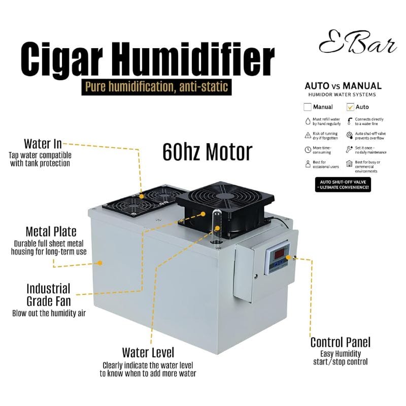 Your Elegant Bar Humidifier Cigaroze EB-100 Cigar Humidifier for Cabinets & Lockers | 10-70 Cu Ft