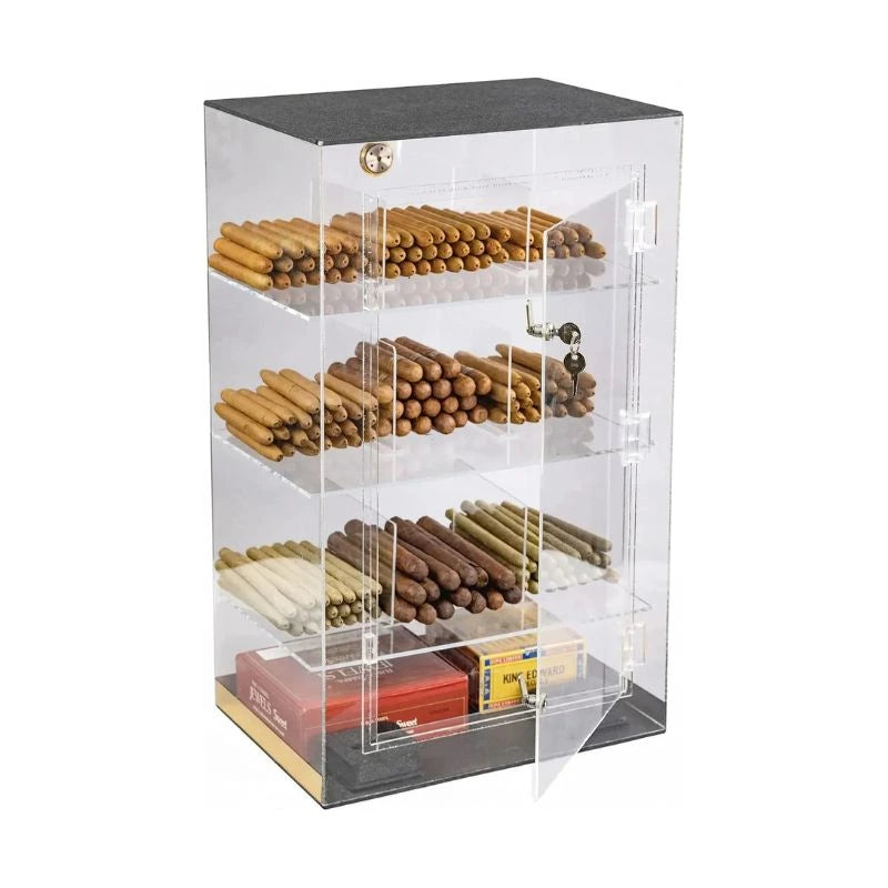 Elegant Bar Humidor ClearView Counter Display Acrylic Humidor | 125 Cigars