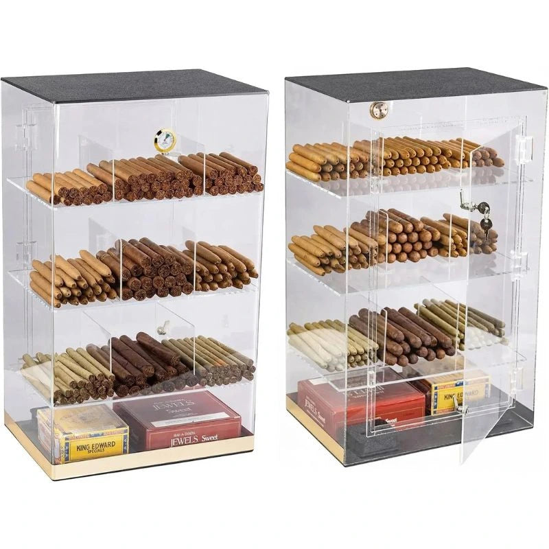 Elegant Bar Humidor ClearView Counter Display Acrylic Humidor | 125 Cigars