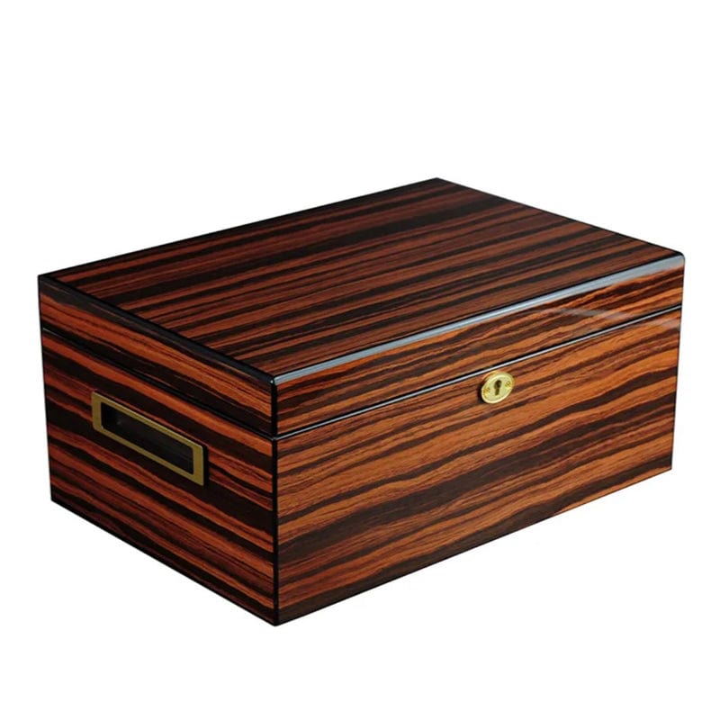 SONNY ARTS & CRAFTS CO.,LTD Desktop Humidor Ebony High Gloss Wooden Cigar Box | 100 Cigars