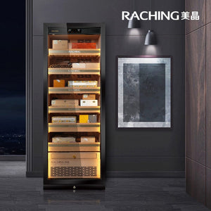 Raching HUMIDOR MON2800A Precision Climate Controlled Humidor | 1,300 CigarsRaching MON2800A Cigar Humidor Cabinet Stainless Steel Version- Lifestyle Image