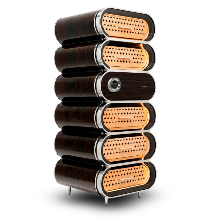 Raching Humidor Chrome-Plated / Ebony Black Raching A6 Amber Series Smart Cigar Humidor Cabinet | 2,500 Cigars