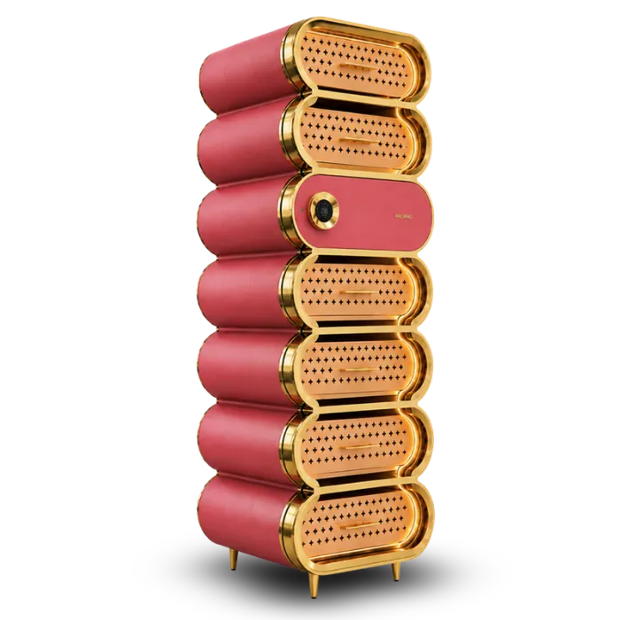 Raching Humidor Pure Gold Integrated / Burgundy Red Raching A7 Amber Series Smart Cigar Humidor Cabinet | 3,000 Cigars