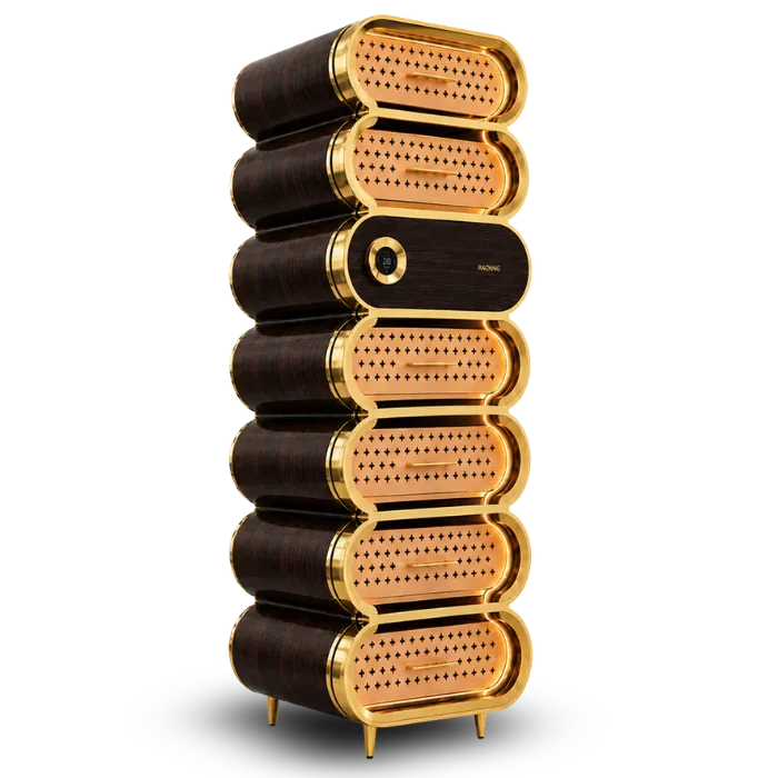Raching Humidor Pure Gold Integrated / Ebony Black Raching A7 Amber Series Smart Cigar Humidor Cabinet | 3,000 Cigars