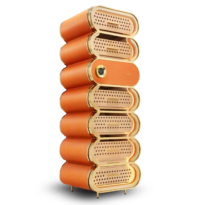 Raching Humidor Pure Gold Integrated / Ember Orange Raching A7 Amber Series Smart Cigar Humidor Cabinet | 3,000 Cigars