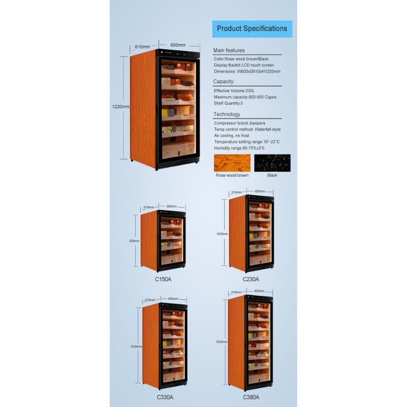 Raching HUMIDOR Raching C230A Electronic Humidor Cabinet | 900 Cigars