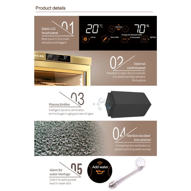 Raching HUMIDOR Raching MON1800A Precision Climate Controlled Humidor | 900 Cigars
