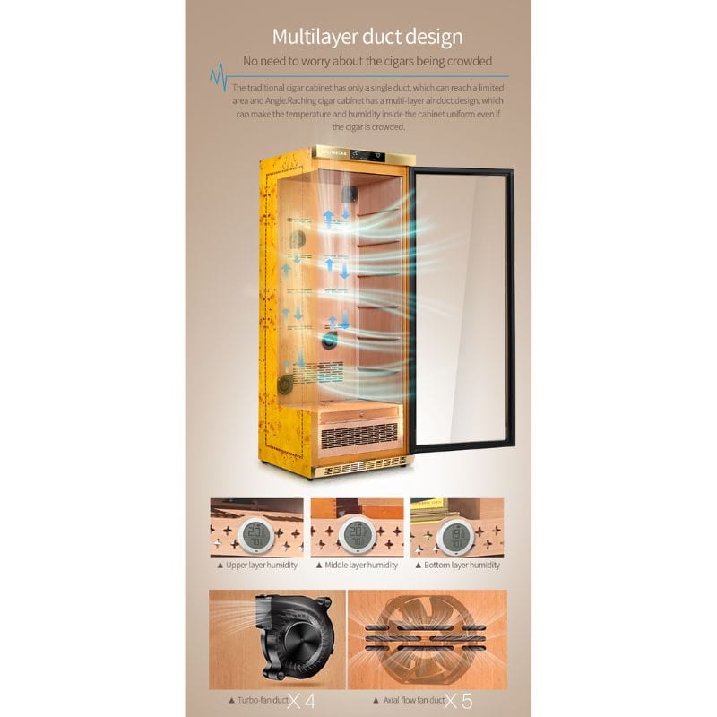Raching HUMIDOR Raching MON2800A Precision Climate Controlled Humidor | 1300 Cigars