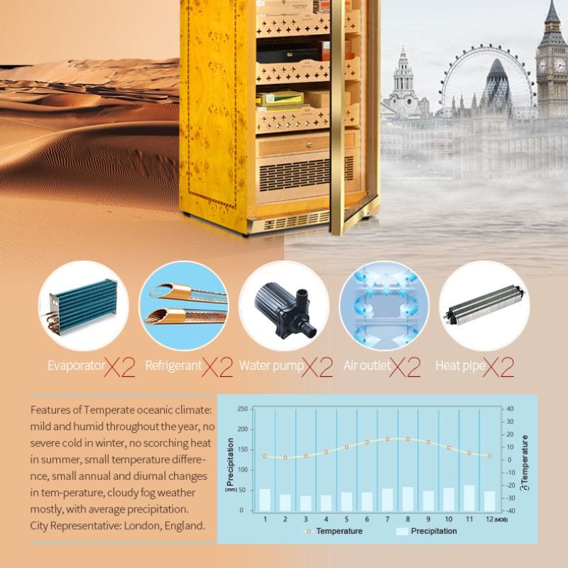 Raching HUMIDOR Raching MON3800A Precision Climate Controlled Humidor | 1500 Cigars