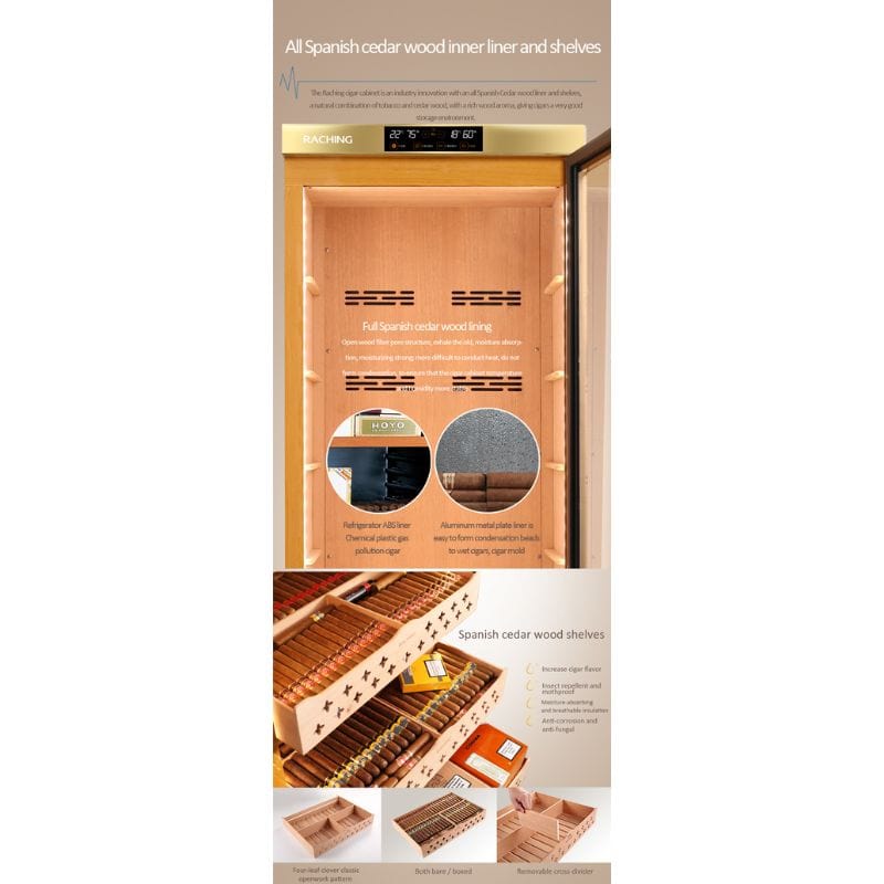 Raching HUMIDOR Raching MON3800A Precision Climate Controlled Humidor | 1500 Cigars